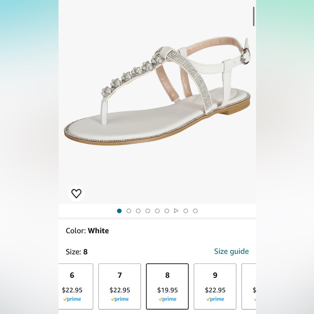 SheSole Women's Pearl T-Strap Bridal White Flat Sandals Beach Wedding Shoes
